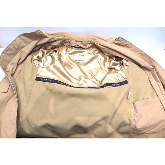 London Fog Women's S Petite Khaki Tan Hooded Trench Coat Removable Liner & Hood - Picture 9 of 12